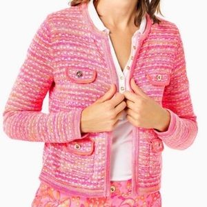 Lilly Pulitzer Kienna Cardigan Aura Pink Metallic Marble